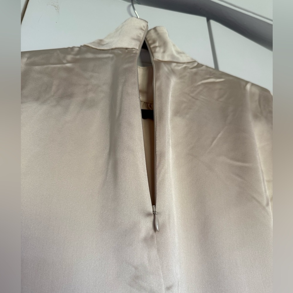 H&M Satin Cream Long Sleeve Dress - Picture 7 of 8